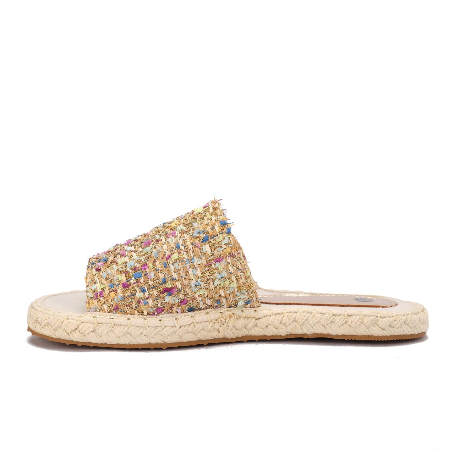 Women's summer slippers in straw material and colorful pattern – stylish casual design