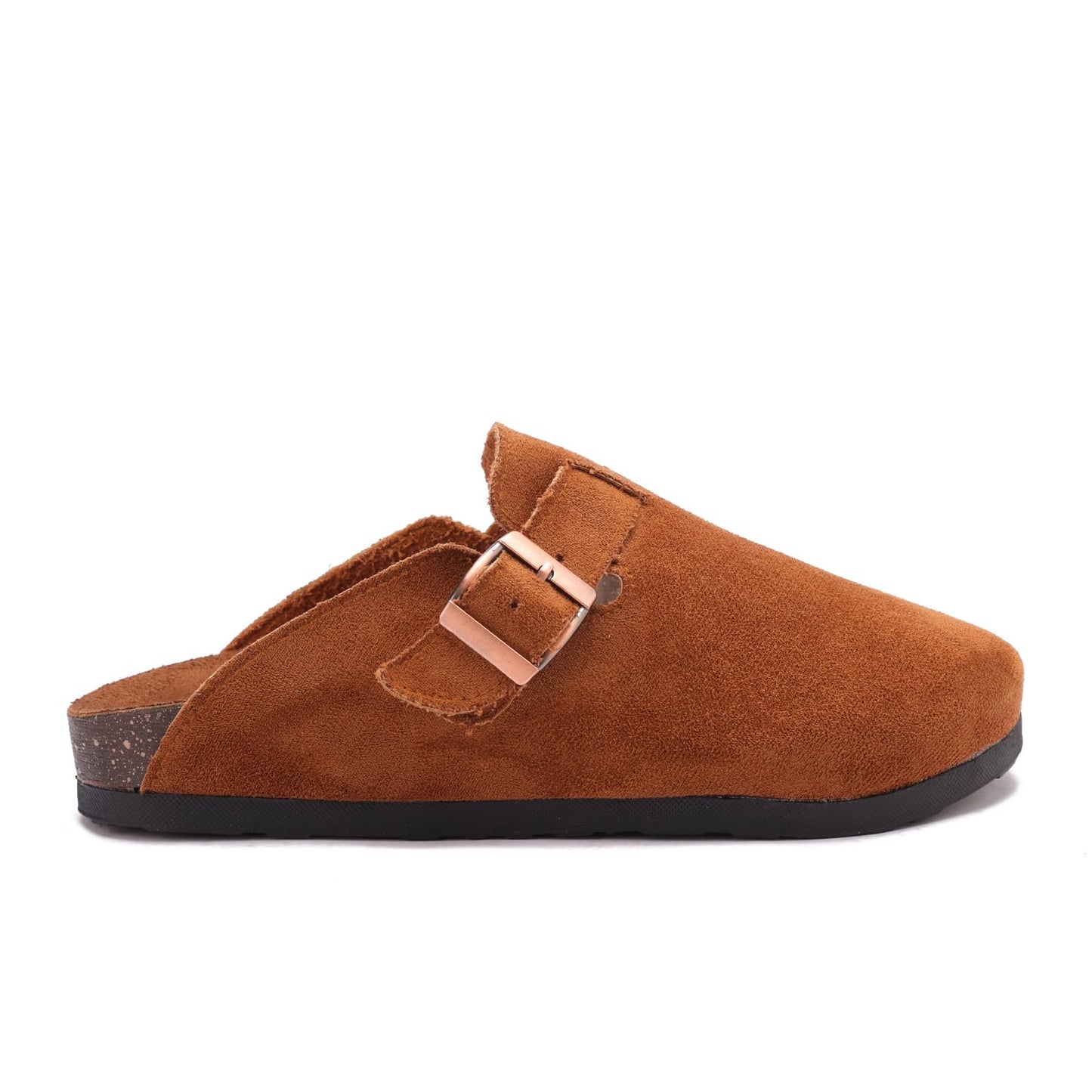 Stylish women's suede clogs with a buckle - slip-resistant and comfortable sole