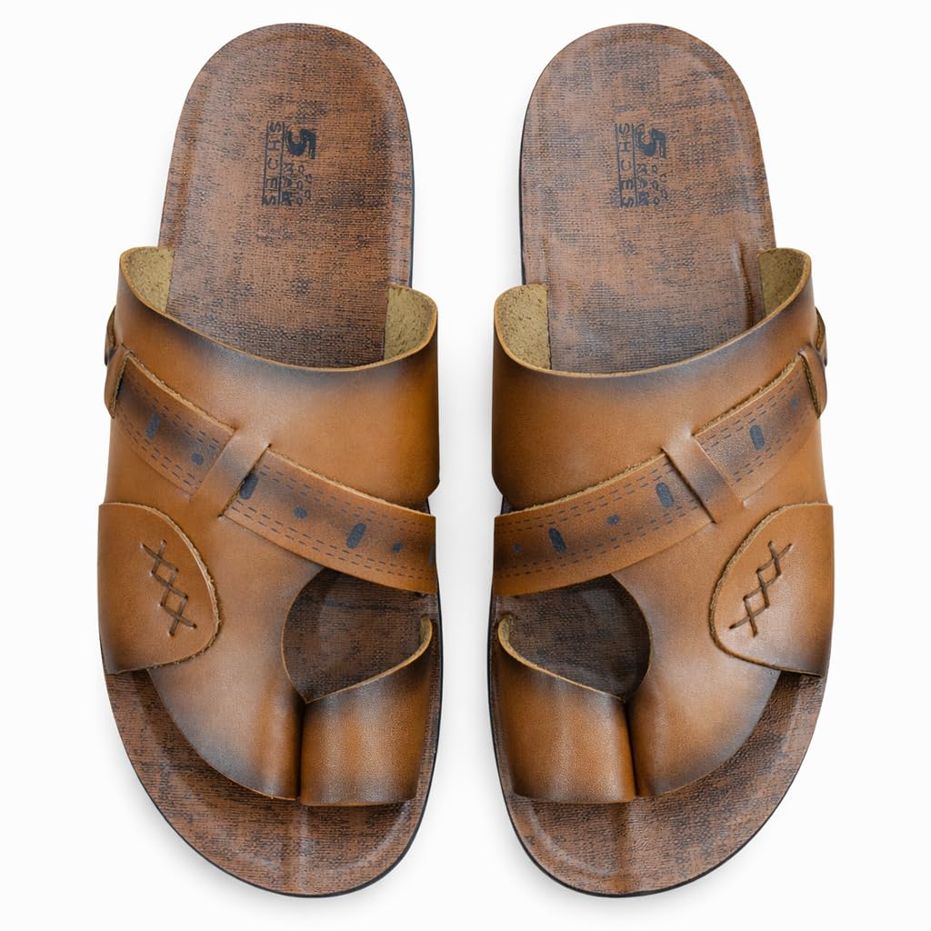 Men Leather Slippers – Modern Multi-Strap Design with Comfortable Anti-Slip Sole – Perfect for Daily Use and Summer  - 309