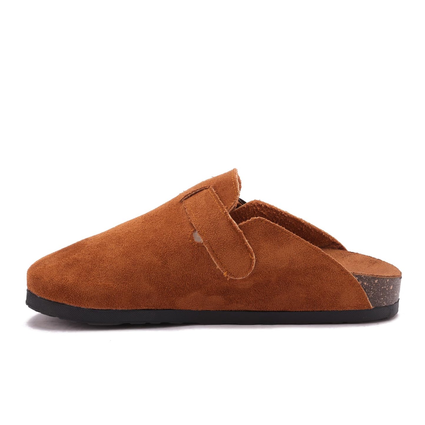Stylish women's suede clogs with a buckle - slip-resistant and comfortable sole