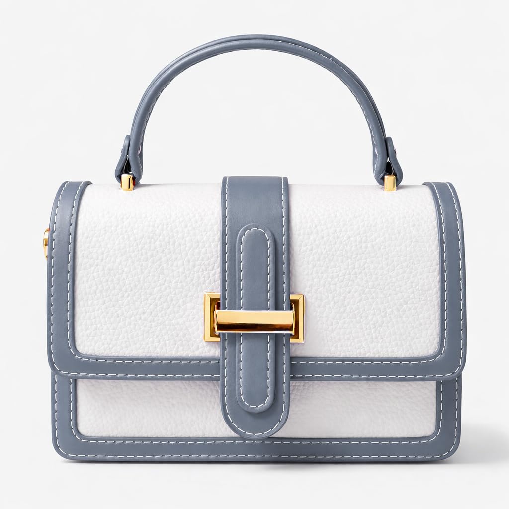 Red leather women’s handbag with a distinctive design, featuring a gold metal buckle and a top handle — suitable for work and special occasions.