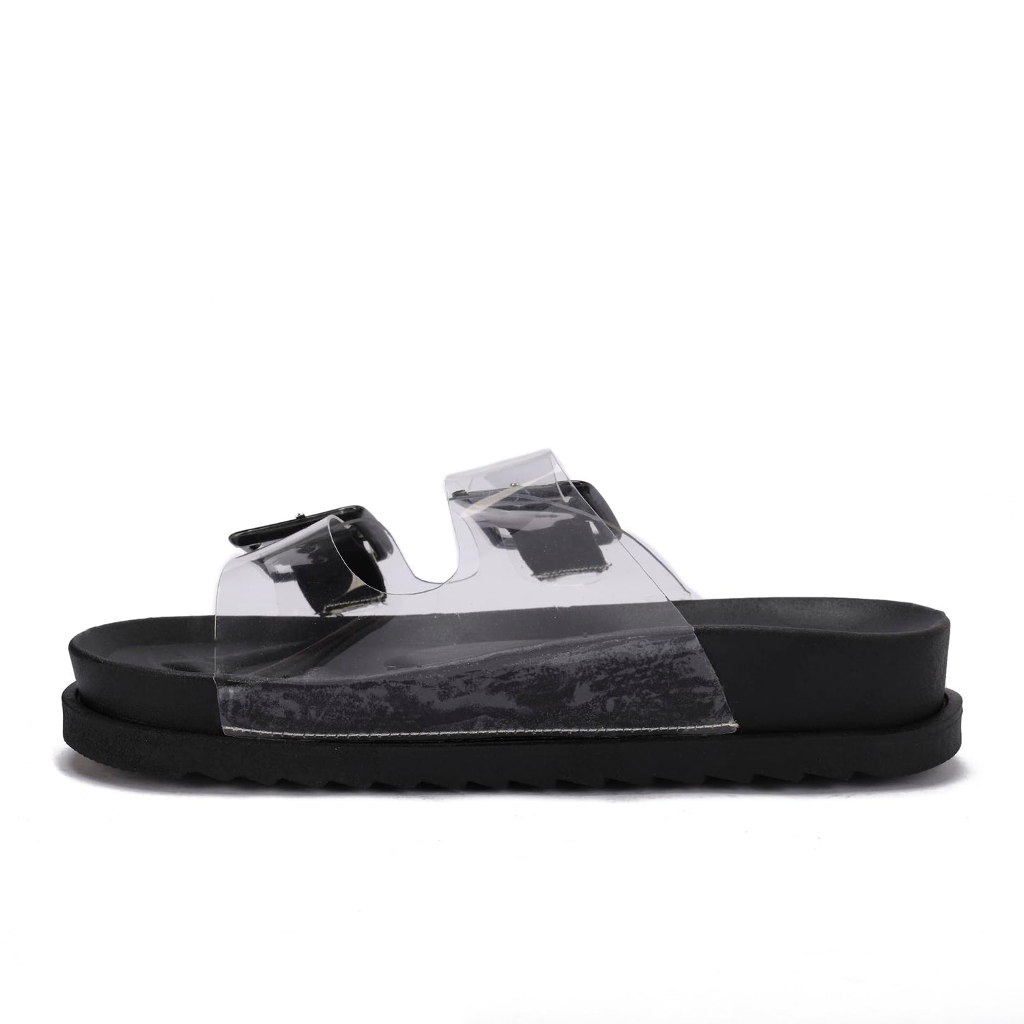Women's summer slippers with a double-layered design and stylish buckle – the perfect blend of comfort and elegance