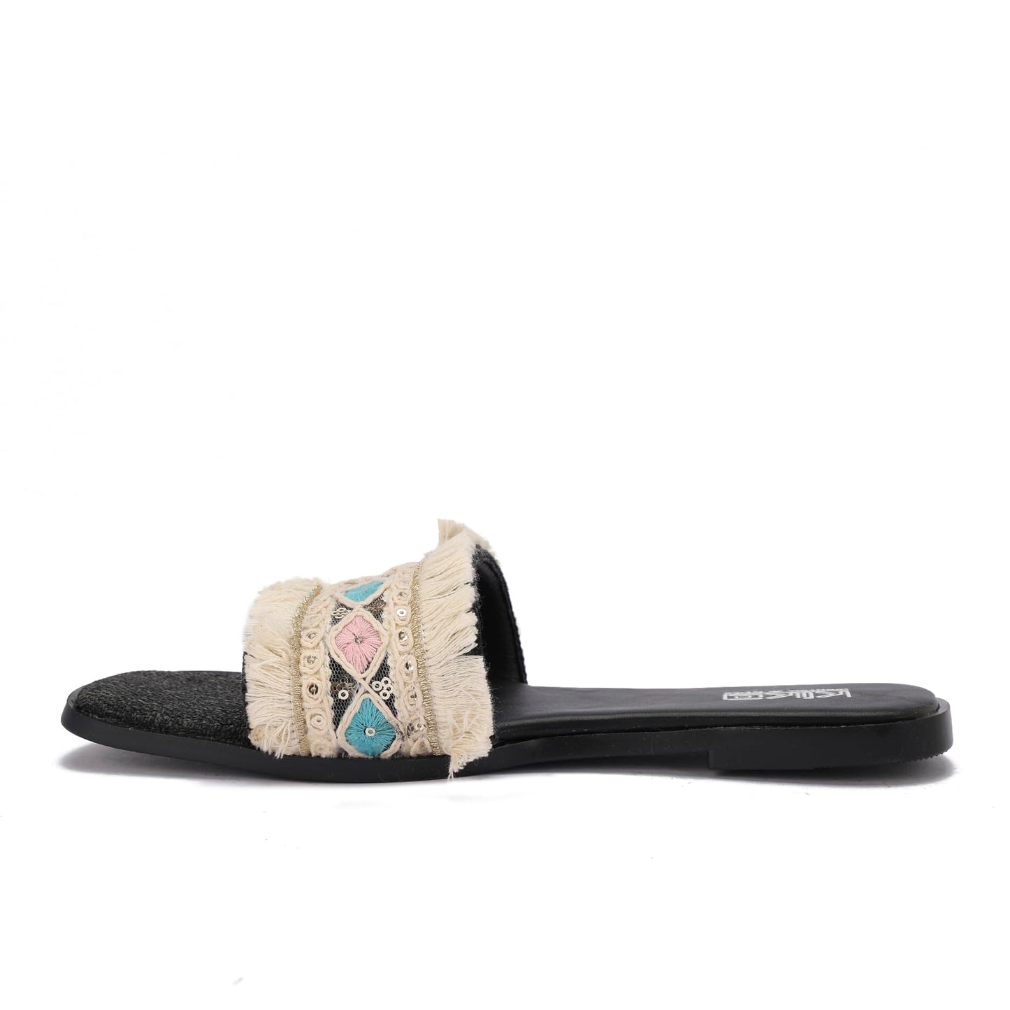 Women's summer slippers with bohemian embroidery - available in various colors and sizes