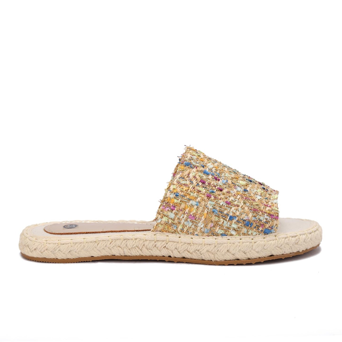 Women's summer slippers in straw material and colorful pattern – stylish casual design