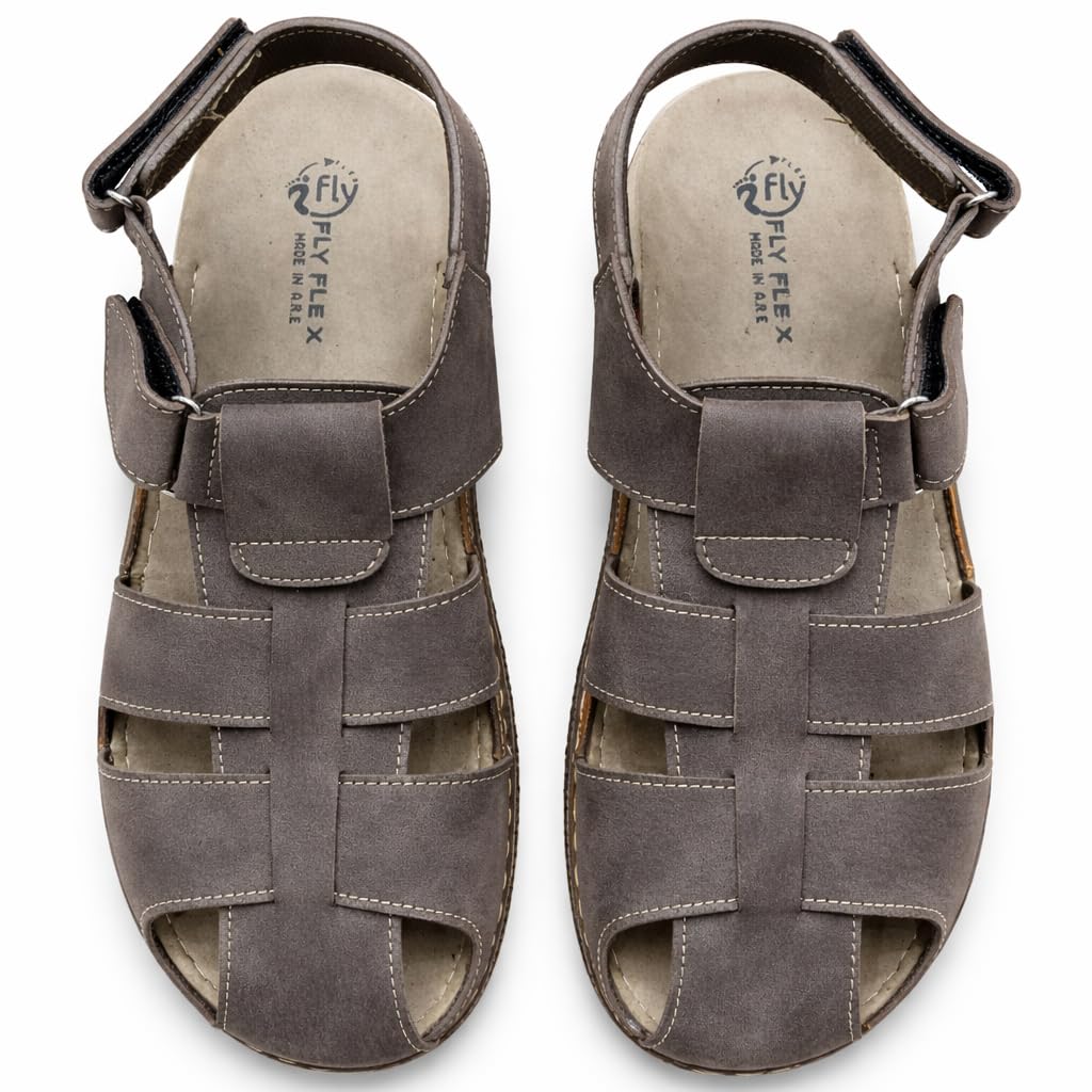 Men’s genuine leather comfortable Okonami sandals — classic design with ventilation openings — lightweight orthopedic sole  - B011