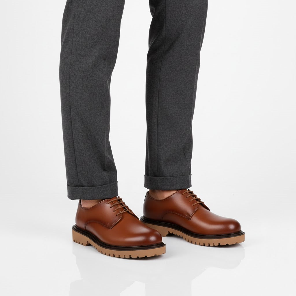 Men's genuine leather shoes with a lightweight and comfortable EVA sole - available in various colors and sizes