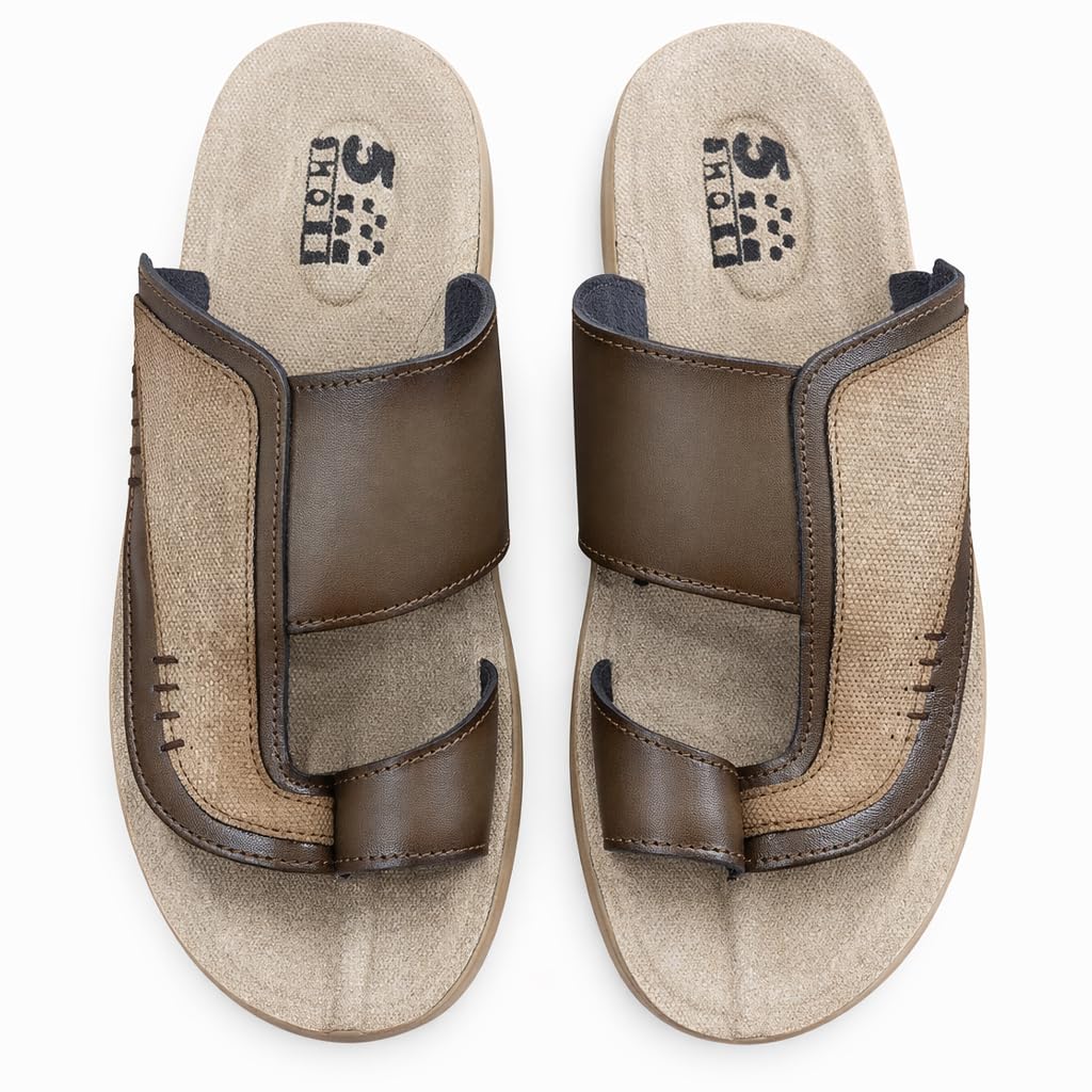 Men’s Gulf-Style Leather Slippers – Black, Modern Comfortable Design with High-Quality Leather and Padded Orthopedic Sole – Perfect for Daily Use and Outings   M43