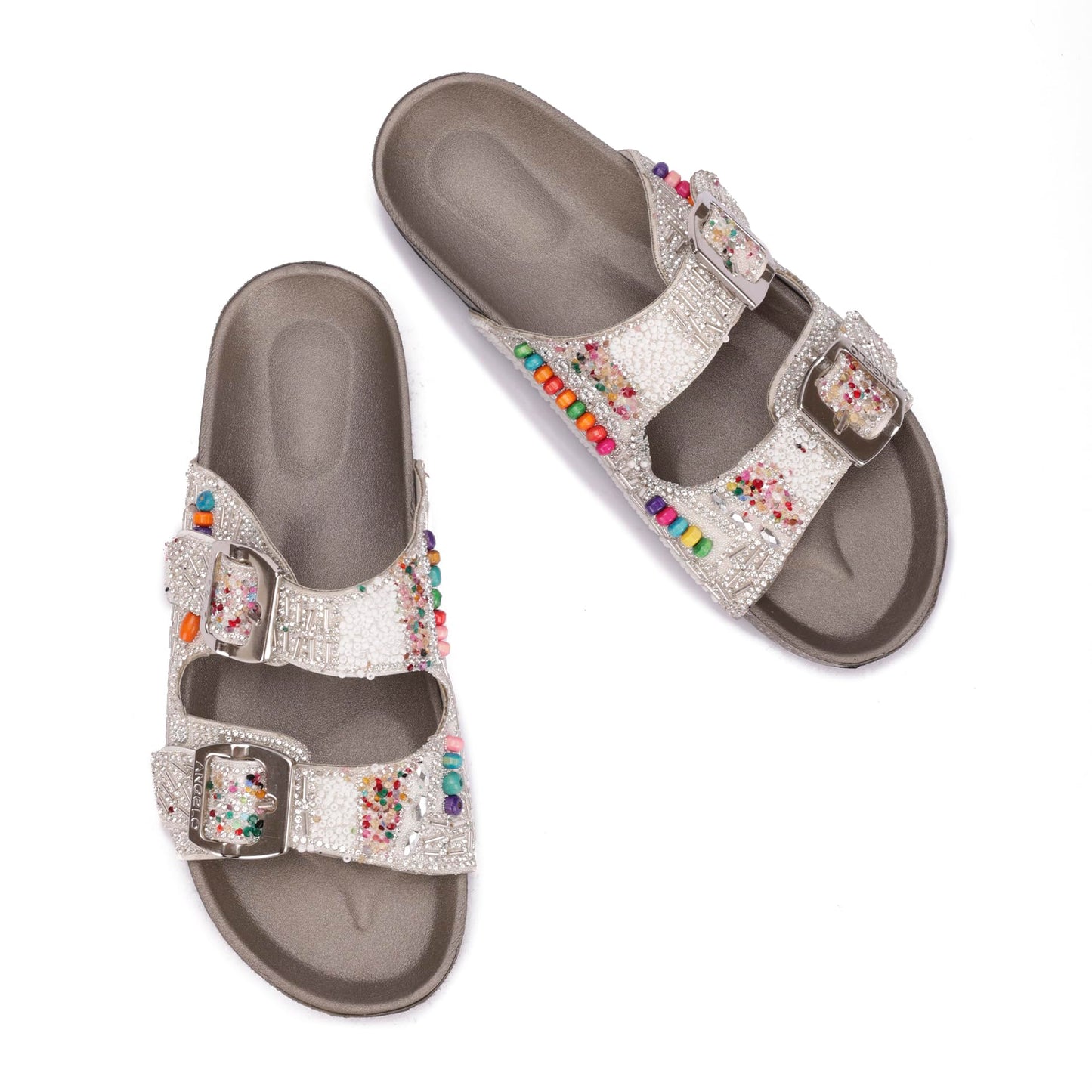 Women's decorative slippers with double straps – comfortable and stylish design