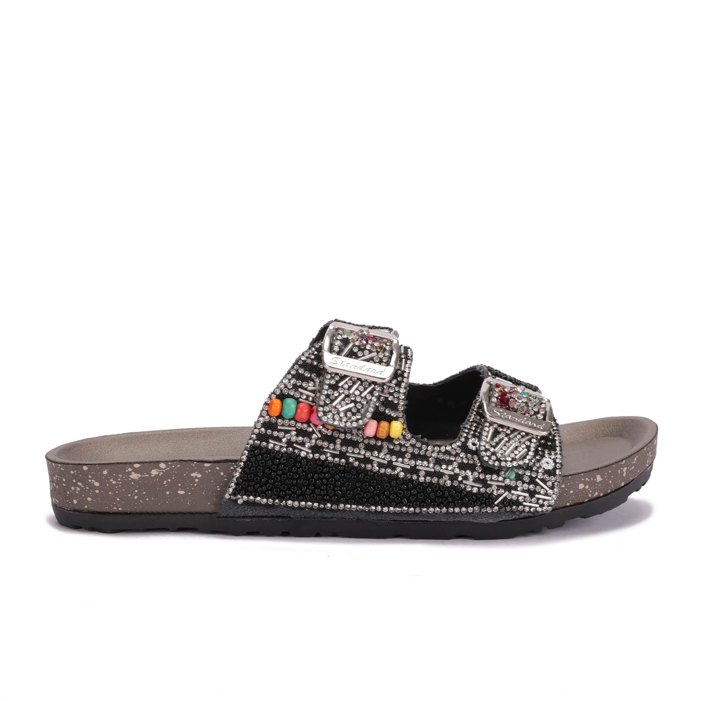 Women's decorative slippers with double straps – comfortable and stylish design