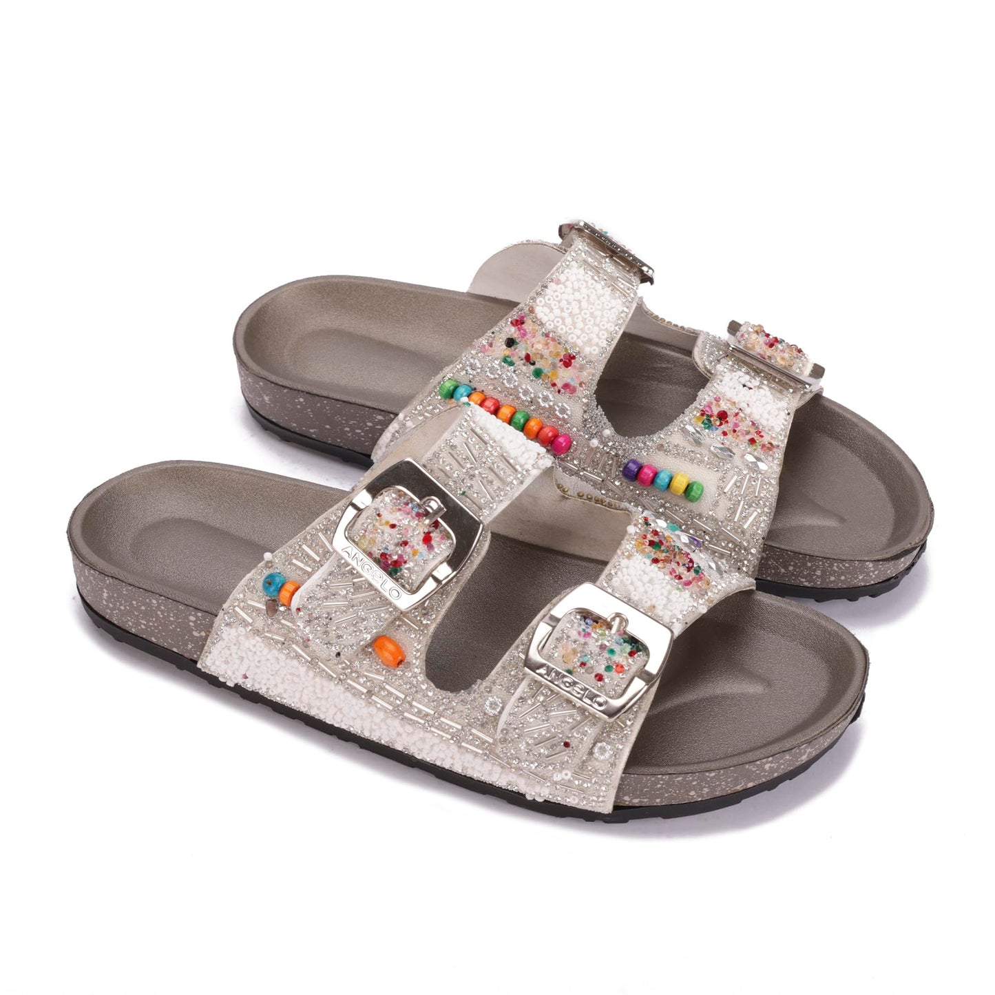Women's decorative slippers with double straps – comfortable and stylish design