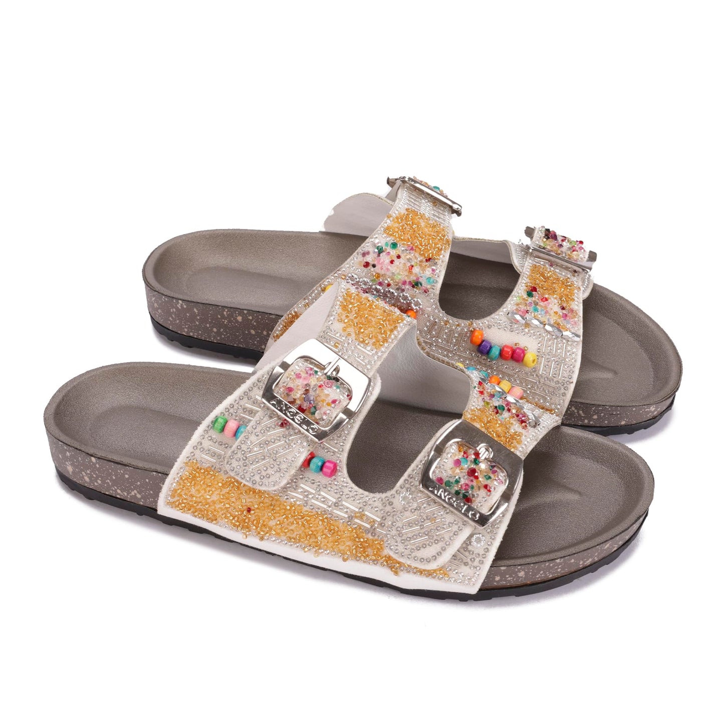 Women's decorative slippers with double straps – comfortable and stylish design