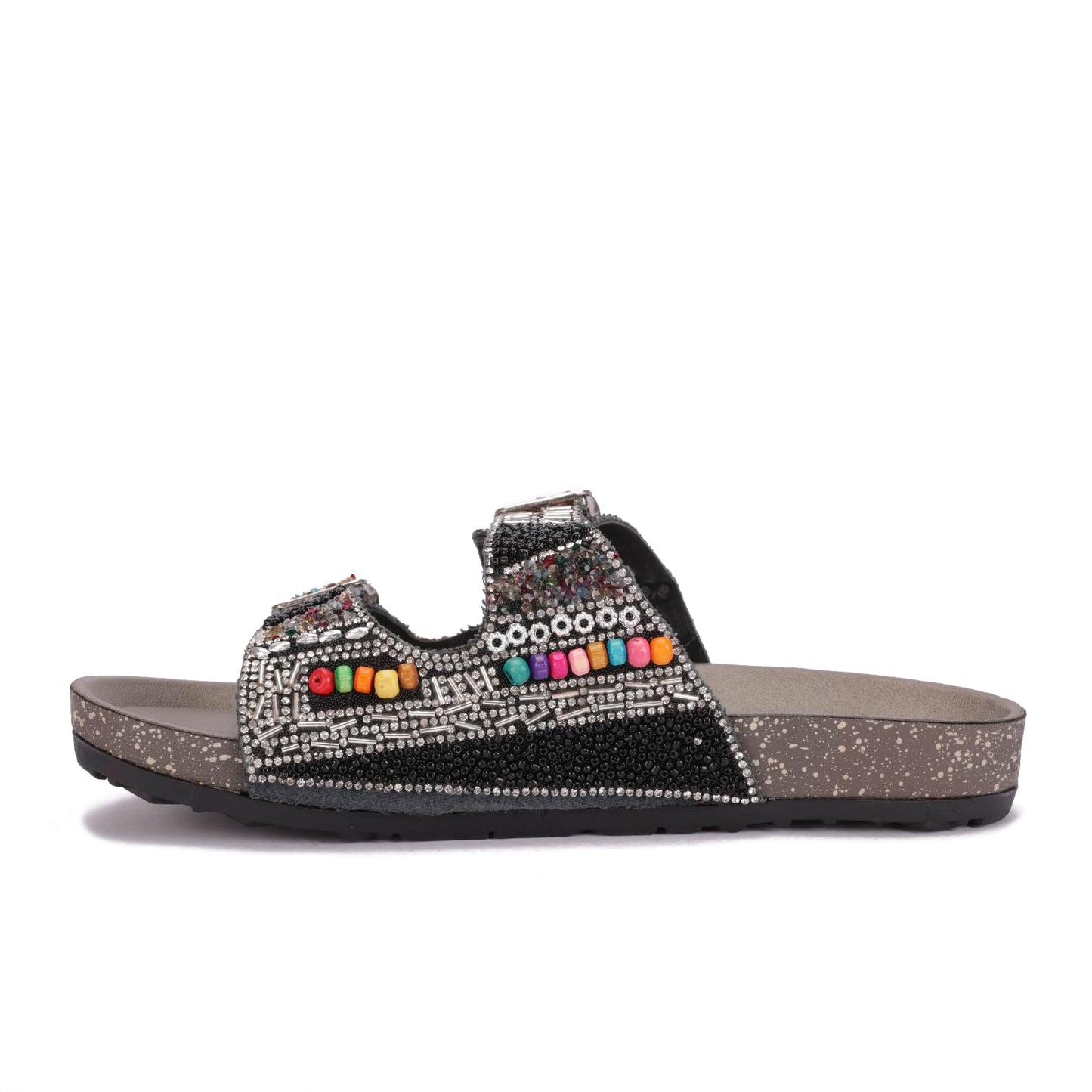 Women's decorative slippers with double straps – comfortable and stylish design