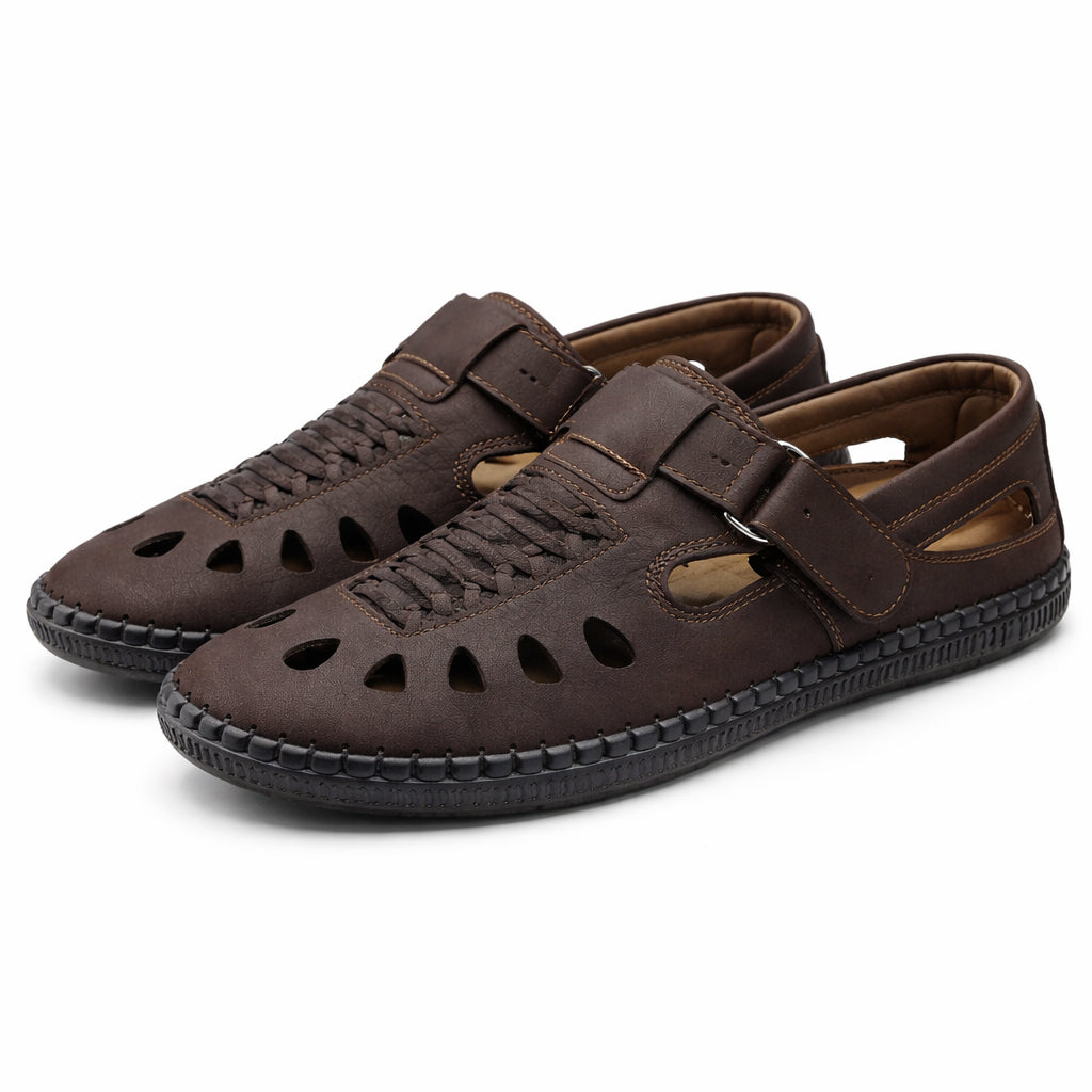 Men's genuine leather mesh sandals – luxurious suede material | All-day comfort and style