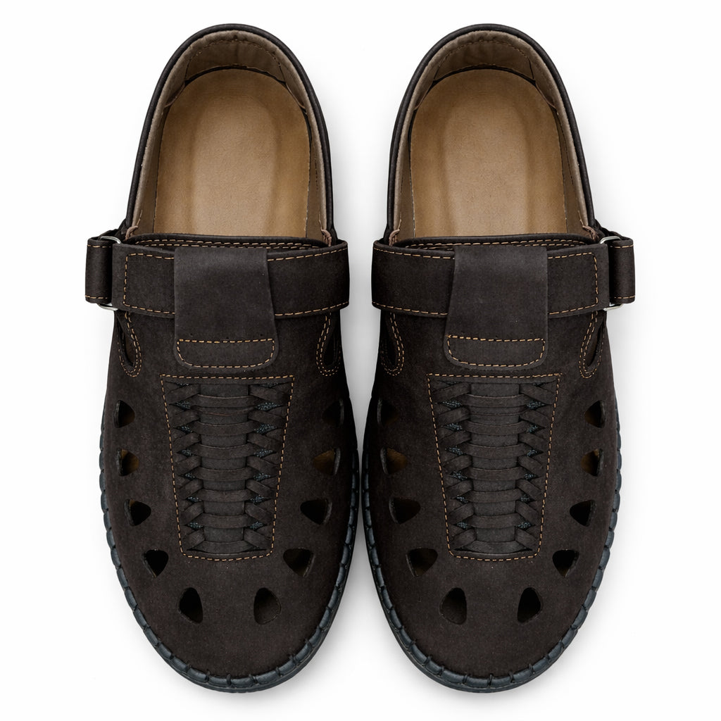 Men's genuine leather mesh sandals – luxurious suede material | All-day comfort and style