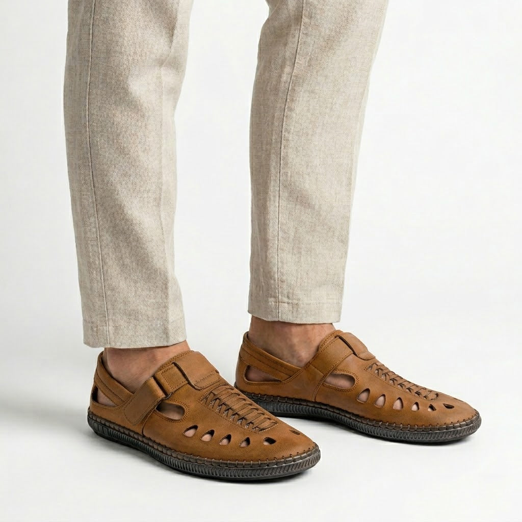 Men's genuine leather mesh sandals – luxurious suede material | All-day comfort and style