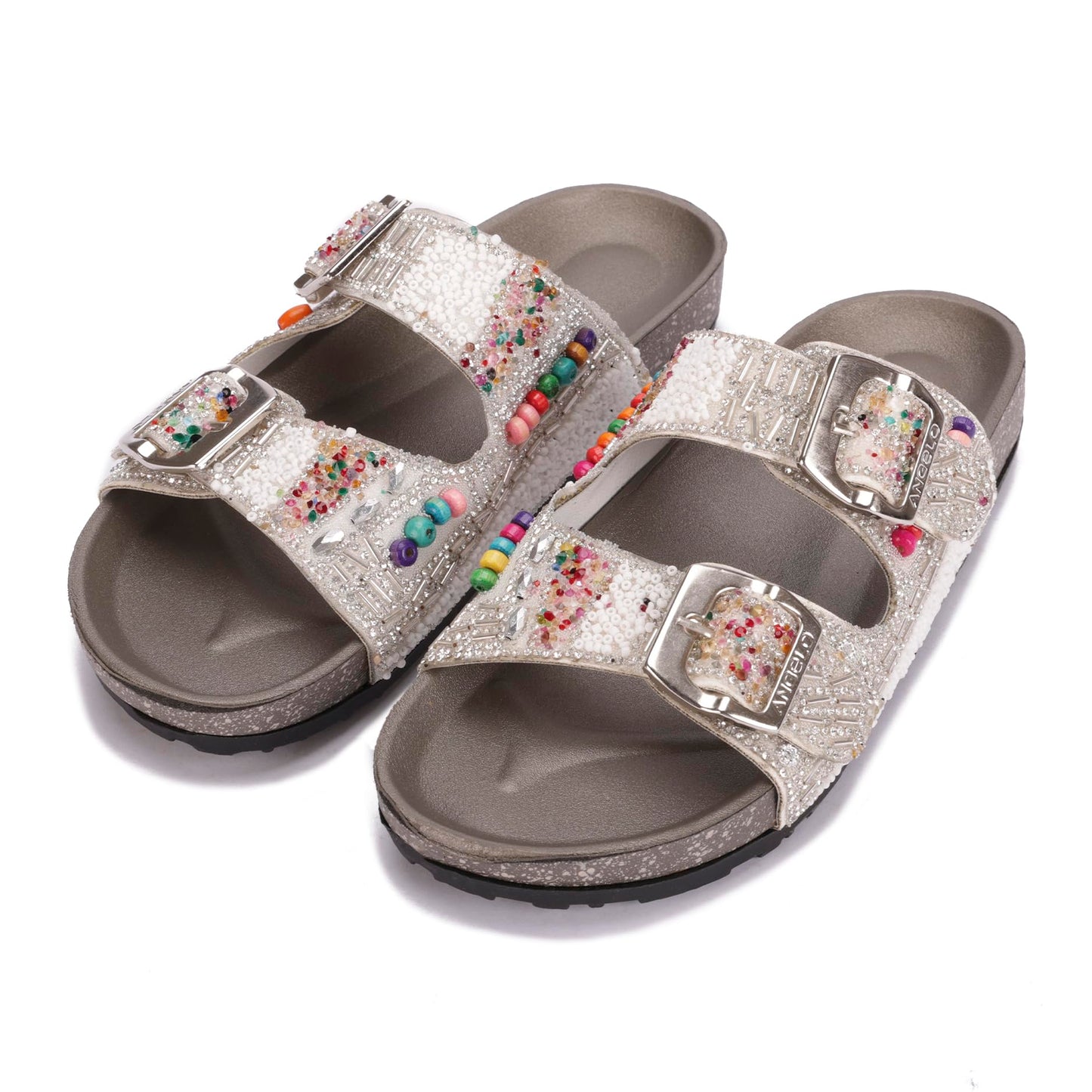 Women's decorative slippers with double straps – comfortable and stylish design