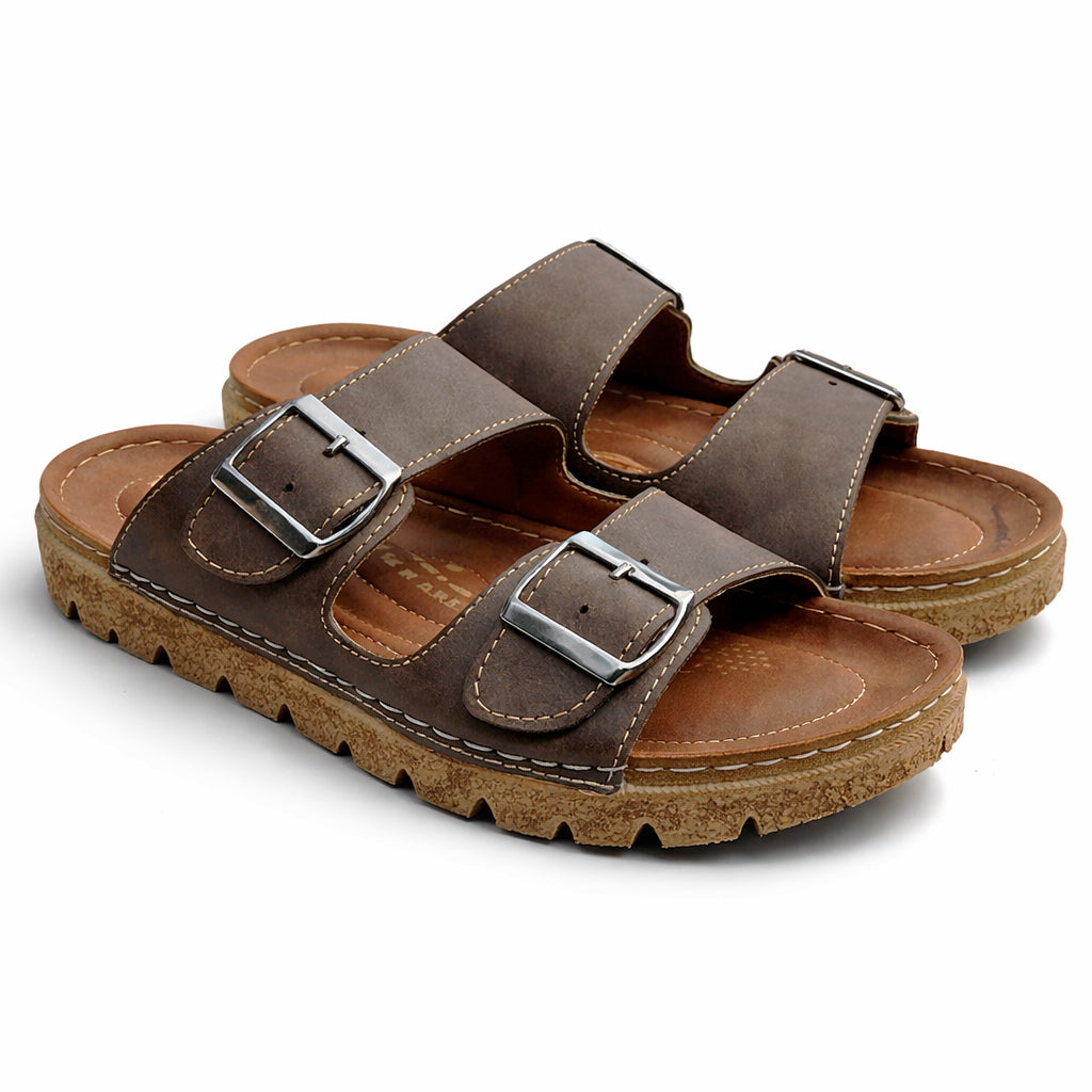 Comfortable men's slippers with a modern design – lightweight orthopedic sole with adjustable straps – suitable for everyday use indoors and outdoors