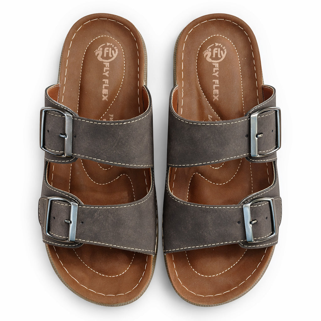 Comfortable men's slippers with a modern design – lightweight orthopedic sole with adjustable straps – suitable for everyday use indoors and outdoors