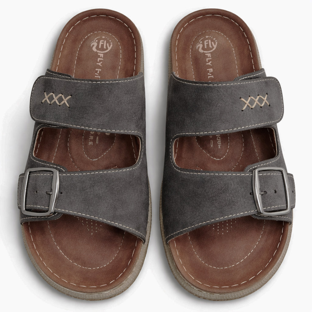 Comfortable men's slippers with a modern design – lightweight orthopedic sole with adjustable straps – suitable for everyday use indoors and outdoors