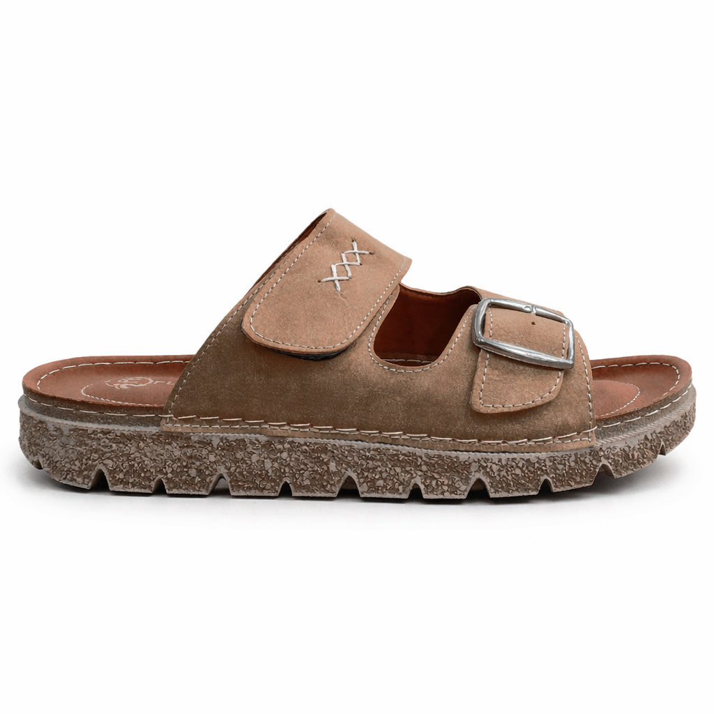 Comfortable men's slippers with a modern design – lightweight orthopedic sole with adjustable straps – suitable for everyday use indoors and outdoors