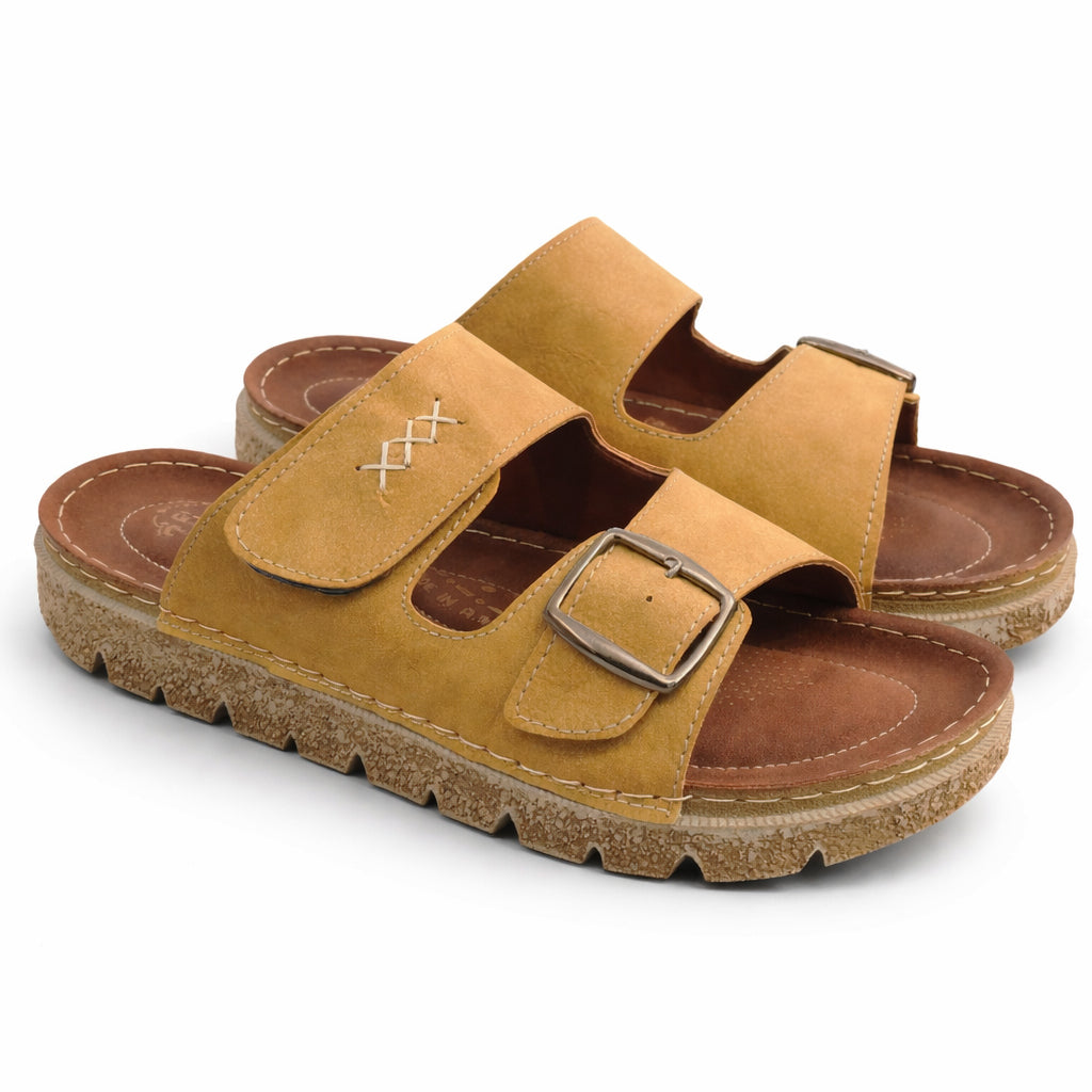 Comfortable men's slippers with a modern design – lightweight orthopedic sole with adjustable straps – suitable for everyday use indoors and outdoors