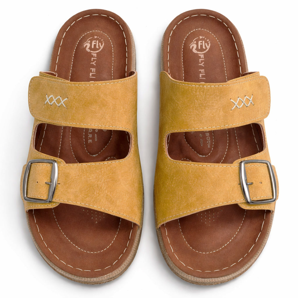 Comfortable men's slippers with a modern design – lightweight orthopedic sole with adjustable straps – suitable for everyday use indoors and outdoors