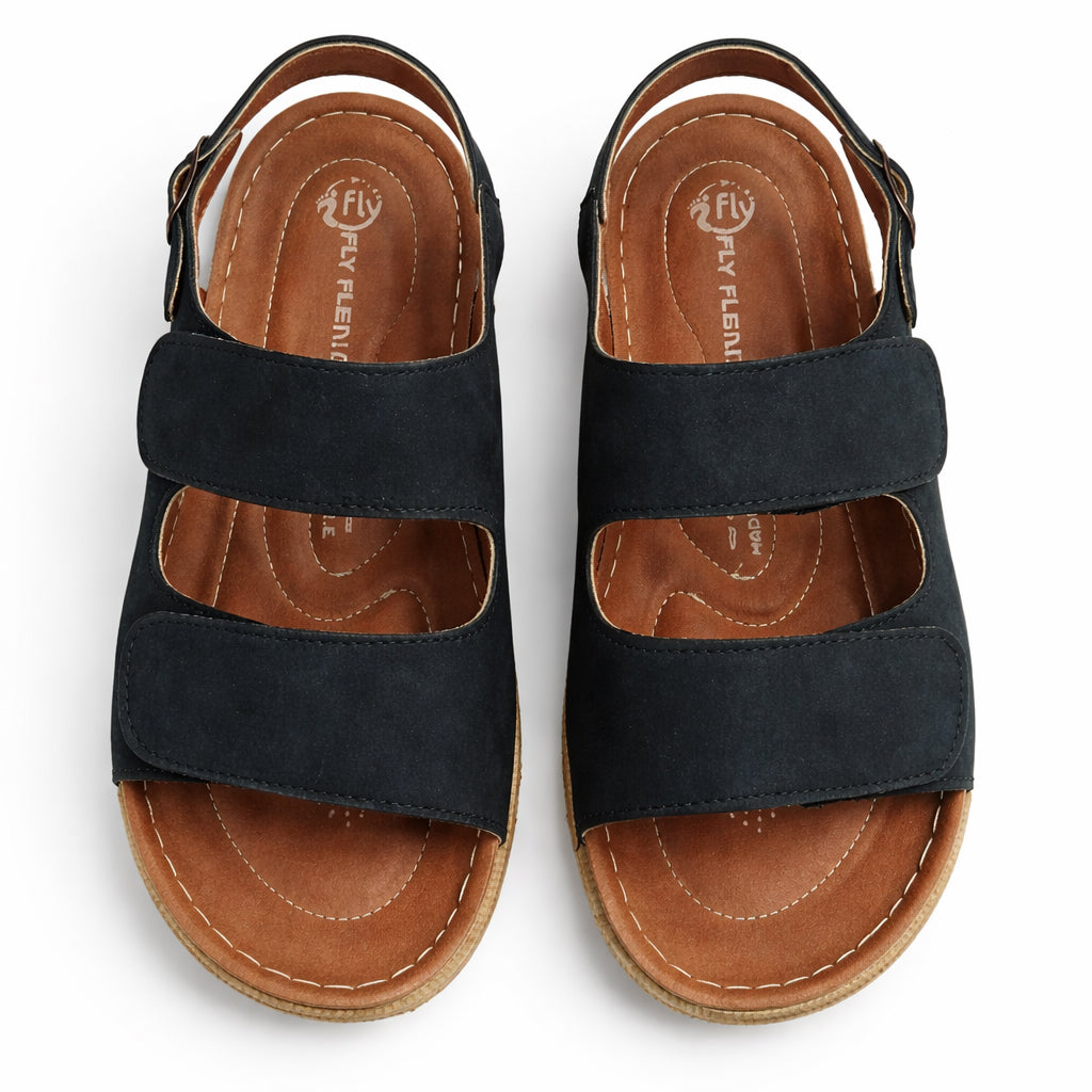 Comfortable men's sandals with a modern design – lightweight orthopedic sole with adjustable hook-and-loop straps and a fixed back strap – suitable for everyday wear and walking