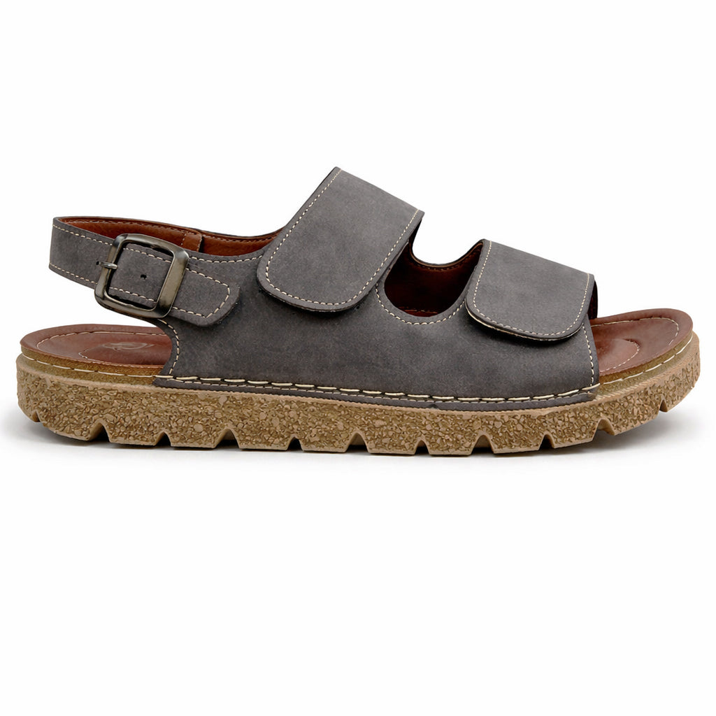 Comfortable men's sandals with a modern design – lightweight orthopedic sole with adjustable hook-and-loop straps and a fixed back strap – suitable for everyday wear and walking