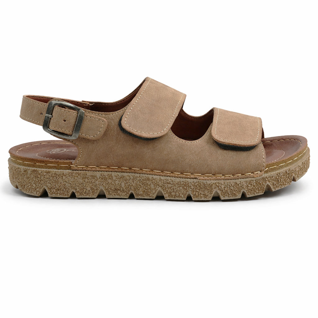 Comfortable men's sandals with a modern design – lightweight orthopedic sole with adjustable hook-and-loop straps and a fixed back strap – suitable for everyday wear and walking