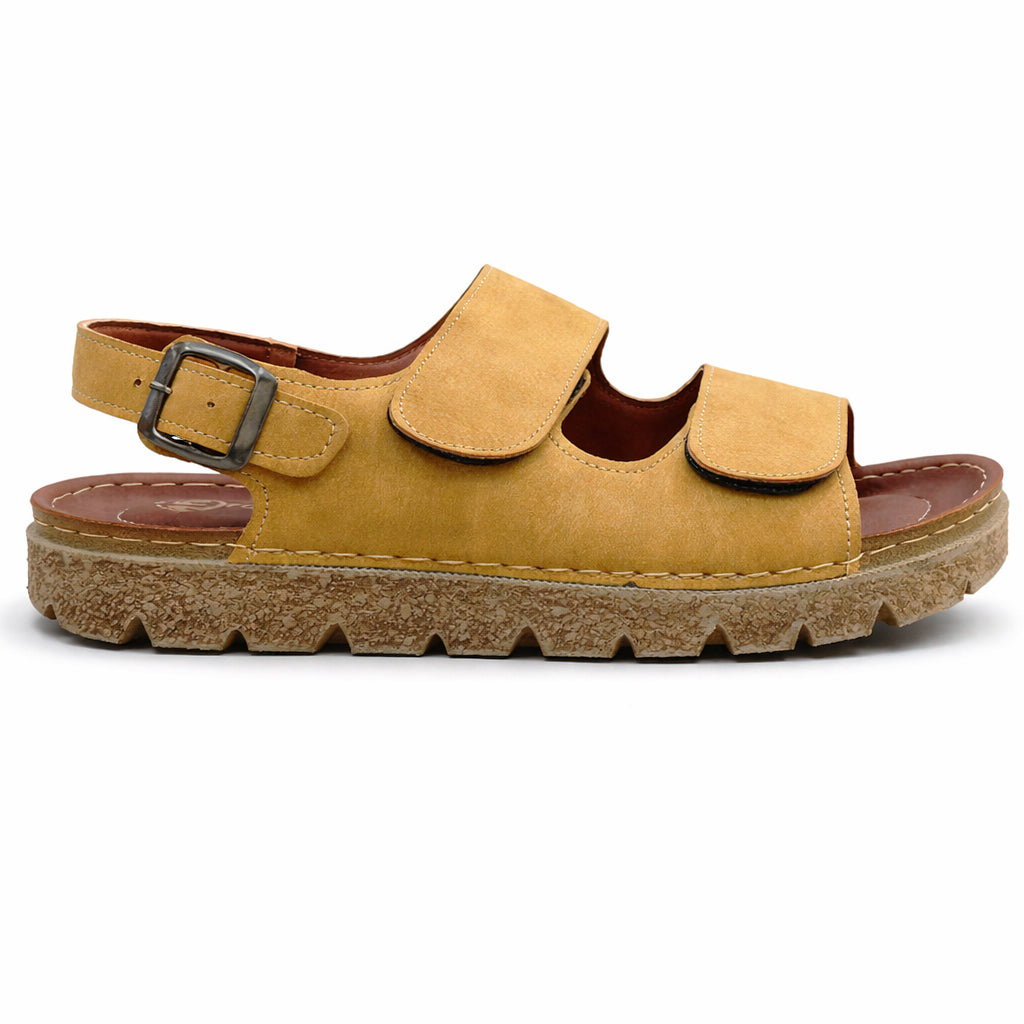 Comfortable men's sandals with a modern design – lightweight orthopedic sole with adjustable hook-and-loop straps and a fixed back strap – suitable for everyday wear and walking