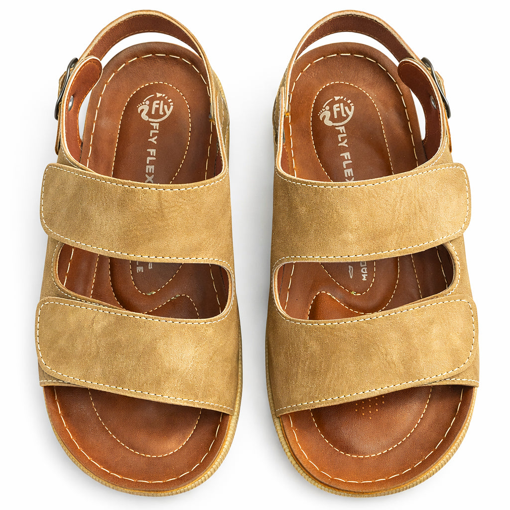 Comfortable men's sandals with a modern design – lightweight orthopedic sole with adjustable hook-and-loop straps and a fixed back strap – suitable for everyday wear and walking