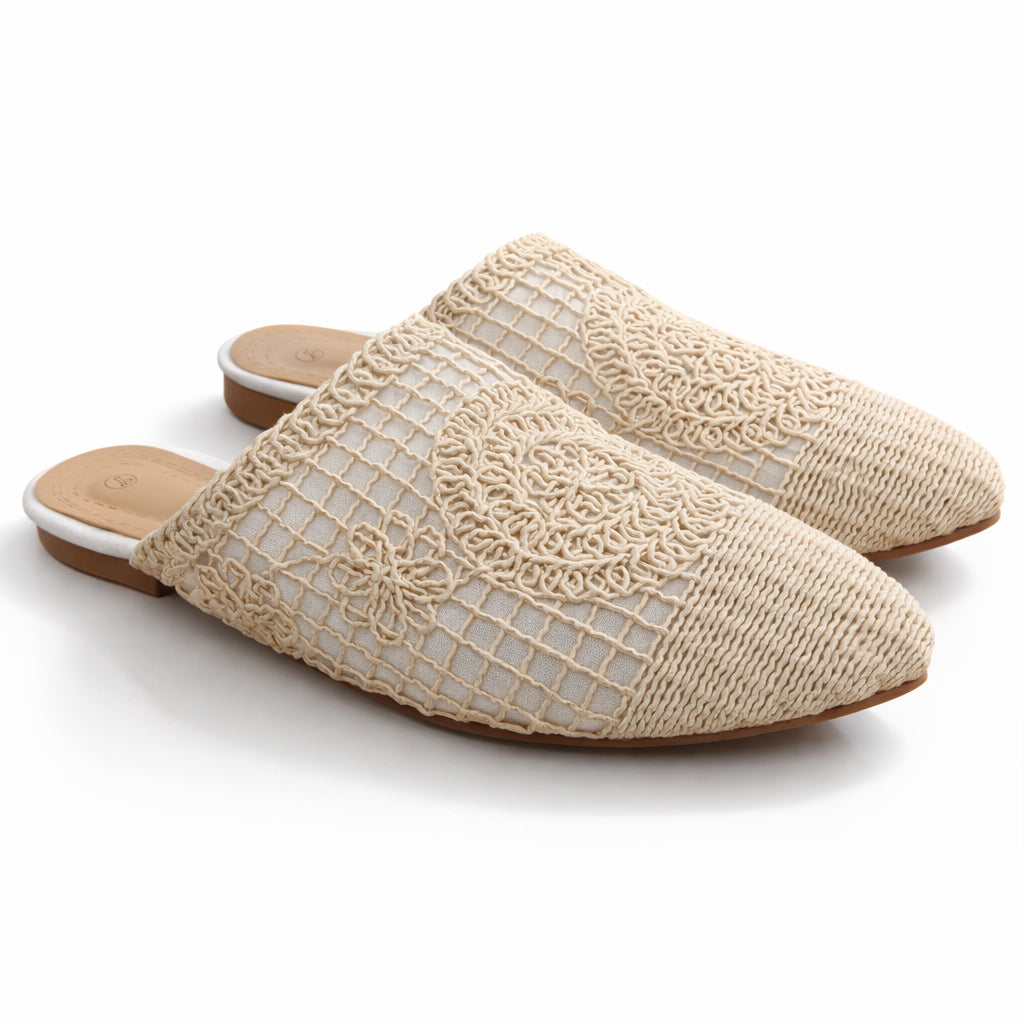Women's slip-on shoes with a stylish lace design – comfortable and lightweight for everyday wear and special occasions – trendy pointed toe