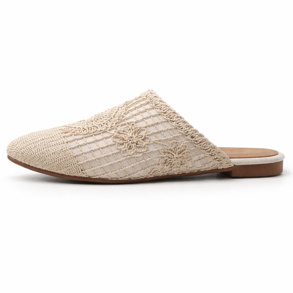 Women's slip-on shoes with a stylish lace design – comfortable and lightweight for everyday wear and special occasions – trendy pointed toe