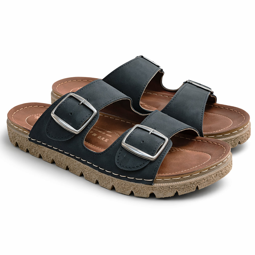 Comfortable men's slippers with a modern design – lightweight orthopedic sole with adjustable straps – suitable for everyday use indoors and outdoors