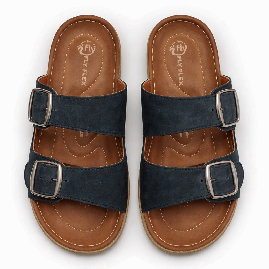 Comfortable men's slippers with a modern design – lightweight orthopedic sole with adjustable straps – suitable for everyday use indoors and outdoors