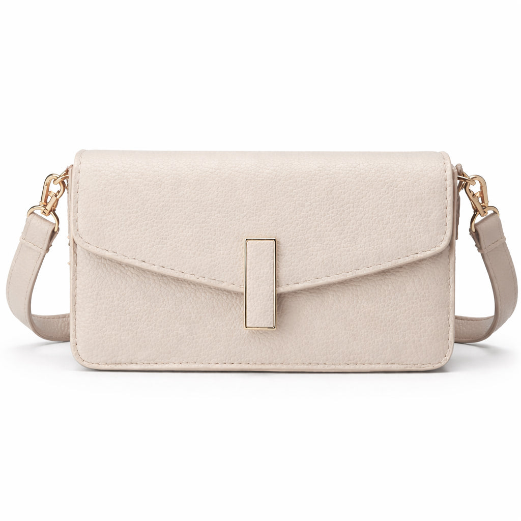 Elegant women's crossbody bag in pebbled leather - small handbag with internal zipper divider, suitable for occasions and travel