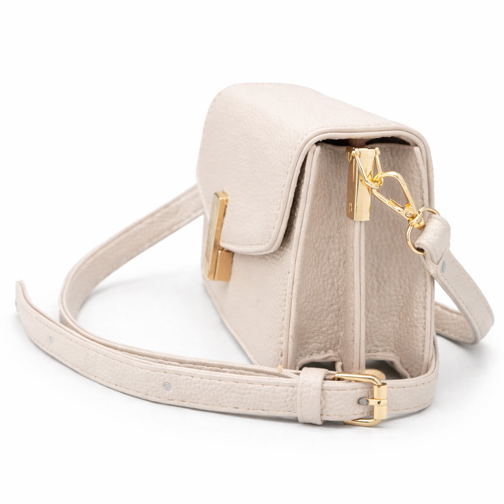 Elegant women's crossbody bag in pebbled leather - small handbag with internal zipper divider, suitable for occasions and travel