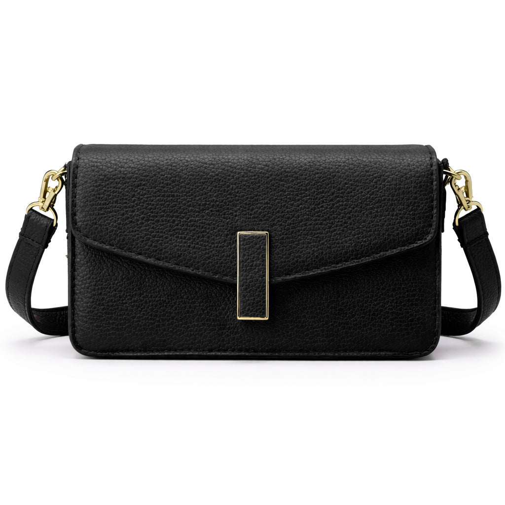 Elegant women's crossbody bag in pebbled leather - small handbag with internal zipper divider, suitable for occasions and travel