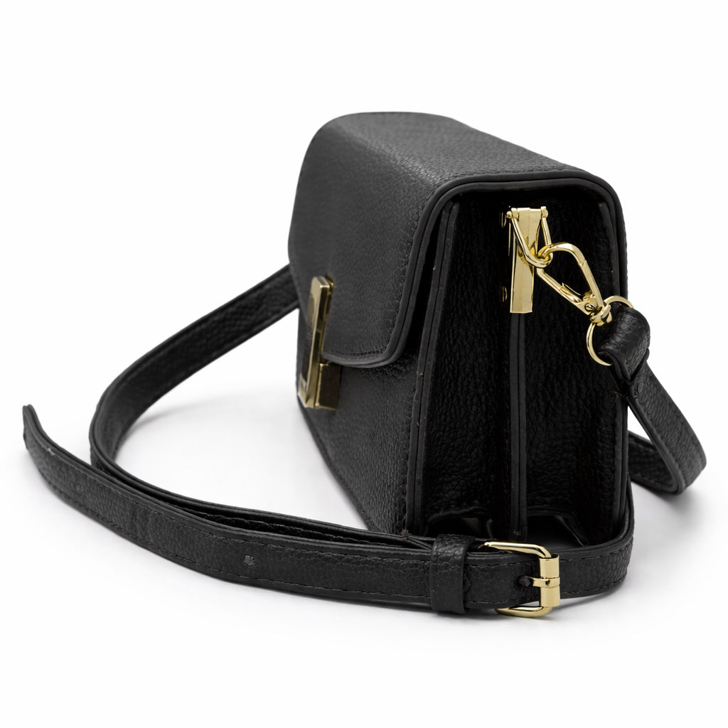 Elegant women's crossbody bag in pebbled leather - small handbag with internal zipper divider, suitable for occasions and travel