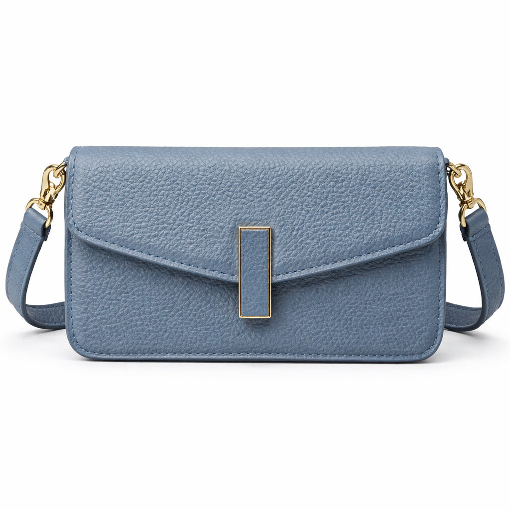 Elegant women's crossbody bag in pebbled leather - small handbag with internal zipper divider, suitable for occasions and travel