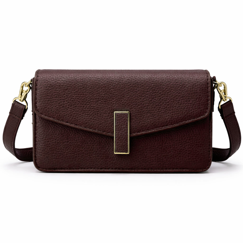Elegant women's crossbody bag in pebbled leather - small handbag with internal zipper divider, suitable for occasions and travel