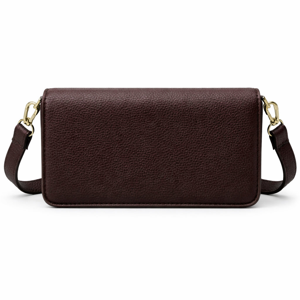 Elegant women's crossbody bag in pebbled leather - small handbag with internal zipper divider, suitable for occasions and travel