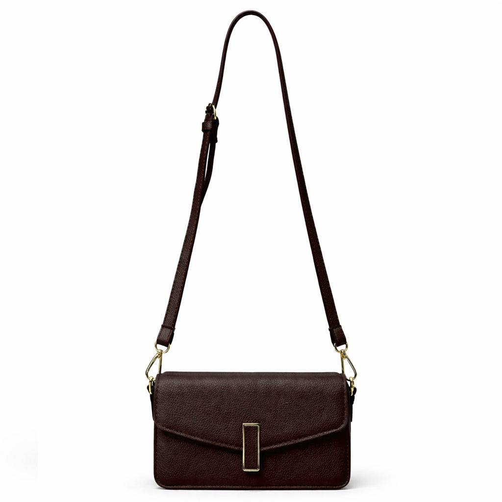 Elegant women's crossbody bag in pebbled leather - small handbag with internal zipper divider, suitable for occasions and travel
