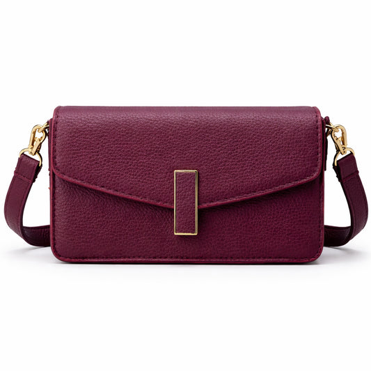 Elegant women's crossbody bag in pebbled leather - small handbag with internal zipper divider, suitable for occasions and travel