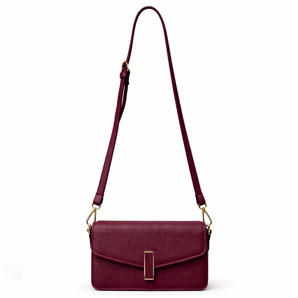 Elegant women's crossbody bag in pebbled leather - small handbag with internal zipper divider, suitable for occasions and travel