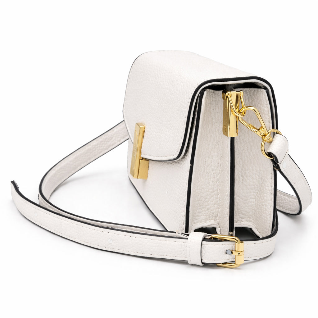Elegant women's crossbody bag in pebbled leather - small handbag with internal zipper divider, suitable for occasions and travel