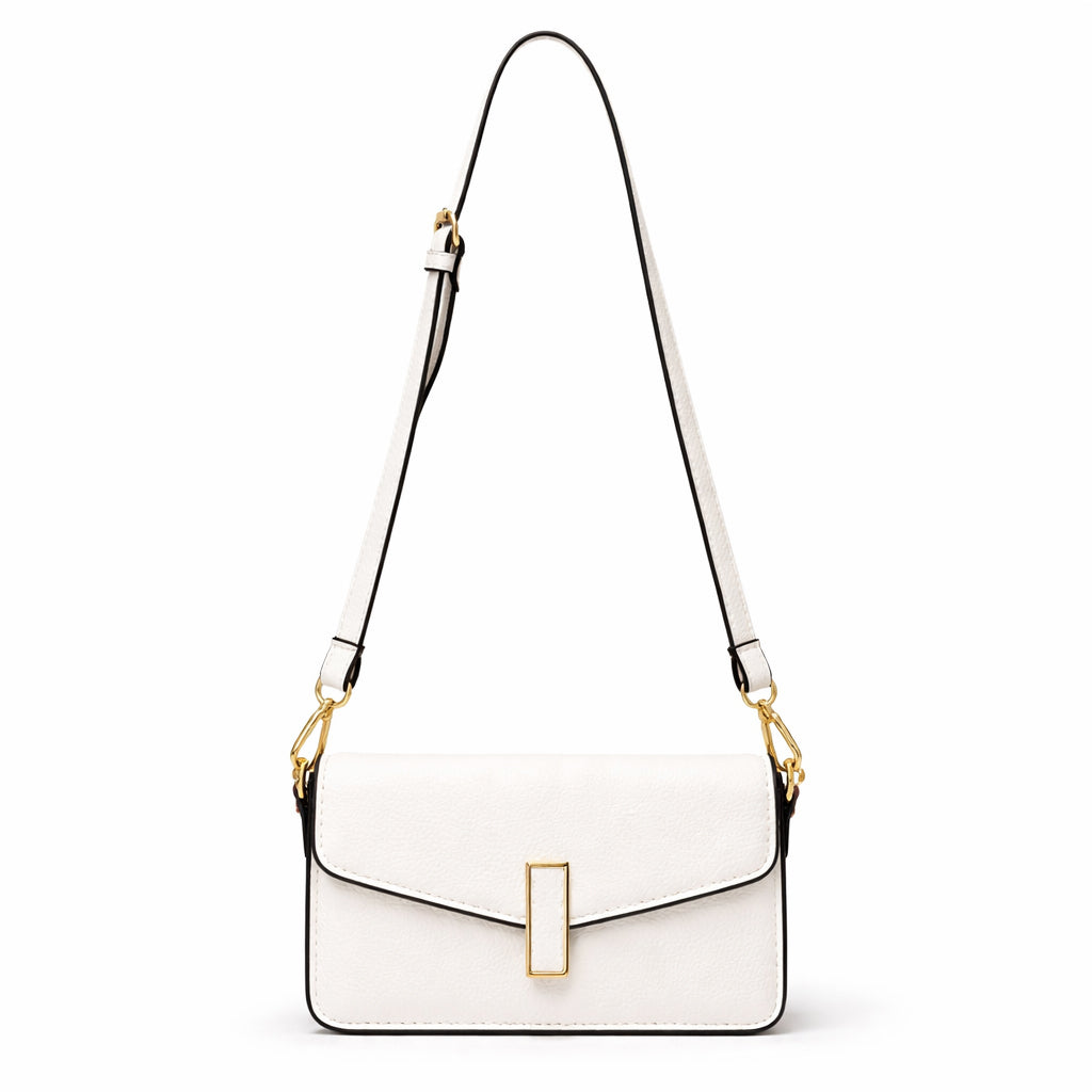 Elegant women's crossbody bag in pebbled leather - small handbag with internal zipper divider, suitable for occasions and travel