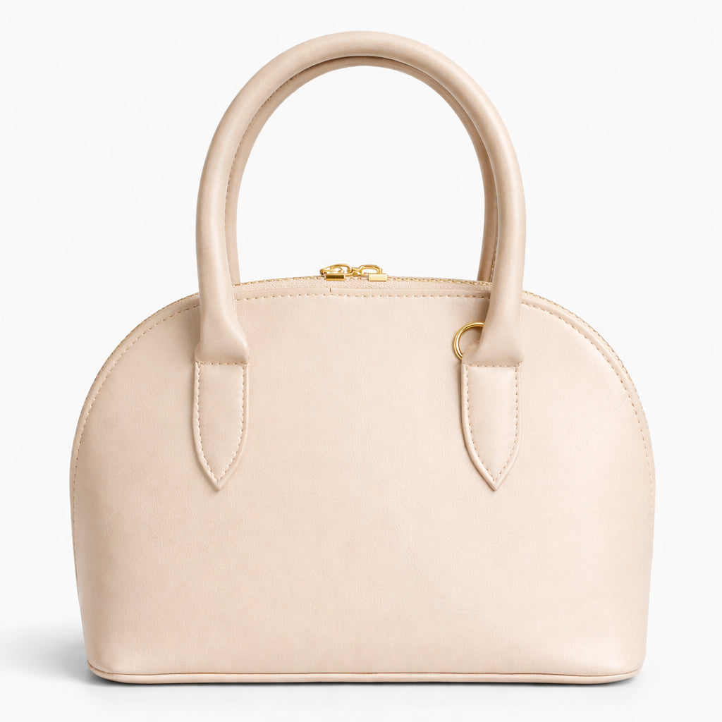 Classic "Dom" women's handbag in premium leather - with gold accents, featuring a top handle and adjustable shoulder strap - perfect for special occasions and work