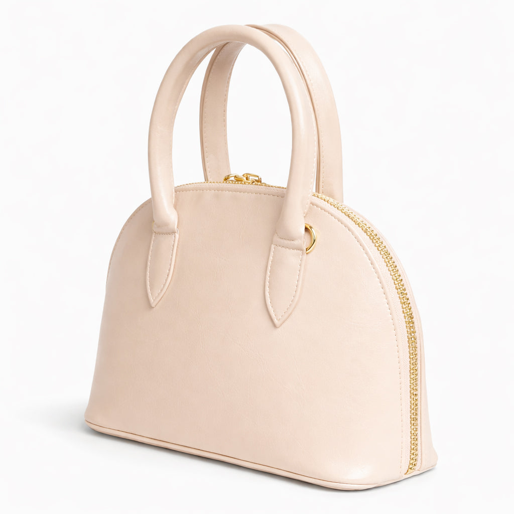 Classic "Dom" women's handbag in premium leather - with gold accents, featuring a top handle and adjustable shoulder strap - perfect for special occasions and work