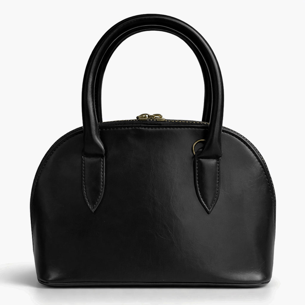 Classic "Dom" women's handbag in premium leather - with gold accents, featuring a top handle and adjustable shoulder strap - perfect for special occasions and work